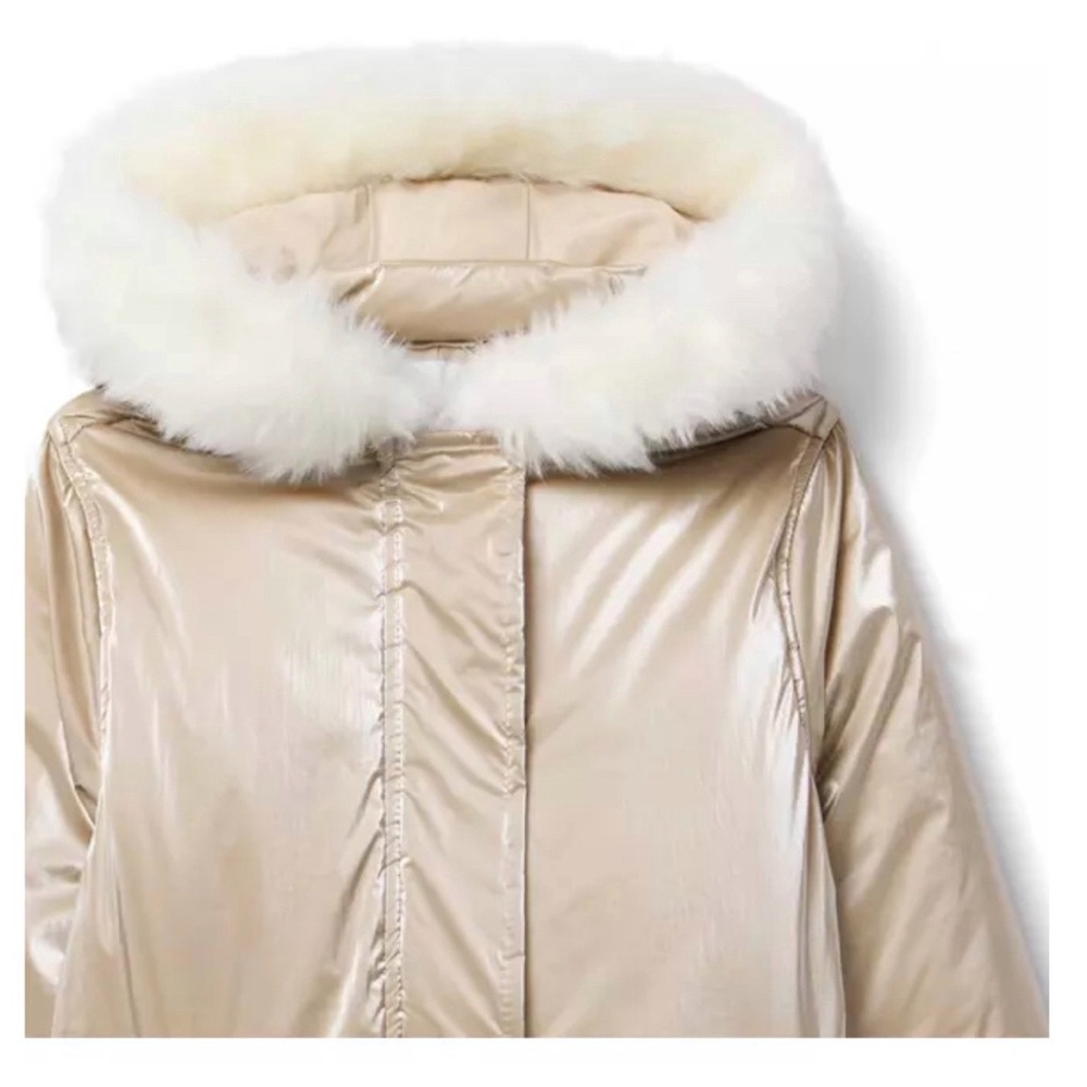Brand New Janie & Jack Toddler Girl Gold Metallic Puffer Coat, Size 3-4, NWT - Picture 4 of 5